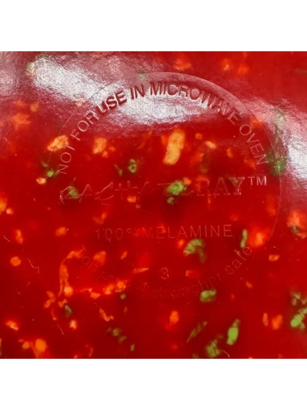 Rachael Ray Red Confetti Speckled Melamine Mixing Bowl Garbage Rubber Bottom 10”